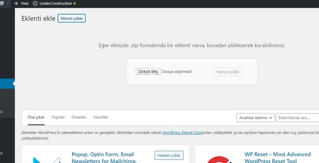 Wordpress Eklenti Yükleme Nasıl Yapılır .ZIP DOSYASI