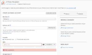 Cpanel mail hesabı oluşturma