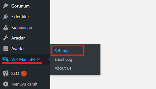 WP MAIL SMTP AYARLARI